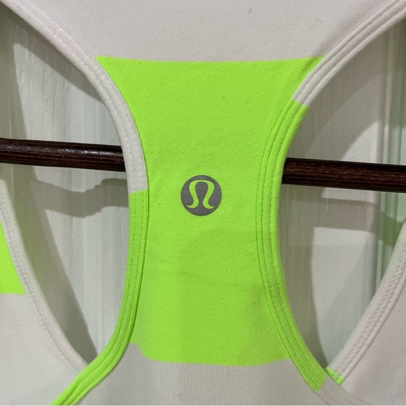 Lululemon racerback white and lime green stripes - Picture 3 of 7